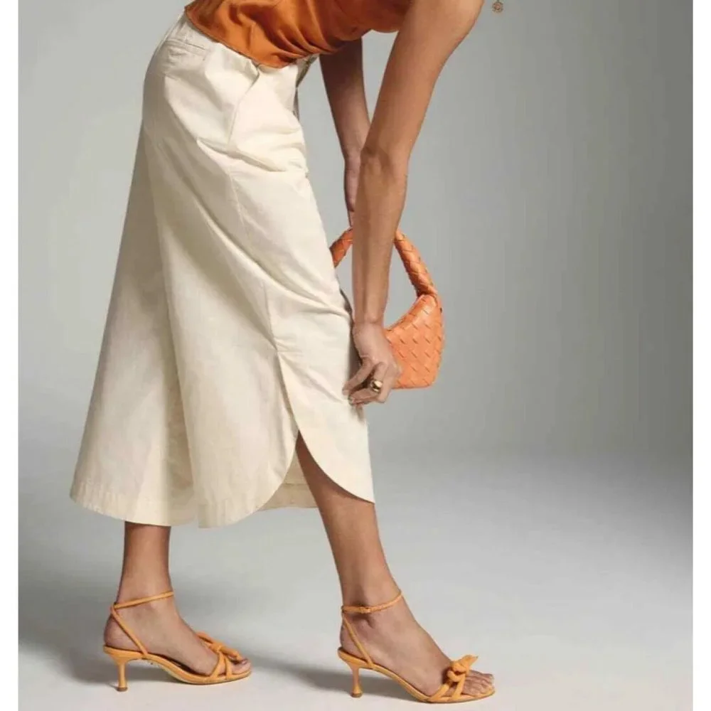 Anthropologie Mare Mare Curved Hem Chino Pants Womens 3X Sand Ivory High Rise - Picture 5 of 14